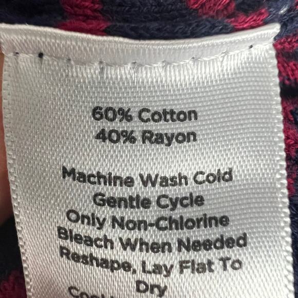 Talbots Women's Size XL Navy and Red Striped Ribbed Knit Long Sleeve Turtleneck - Picture 5 of 6